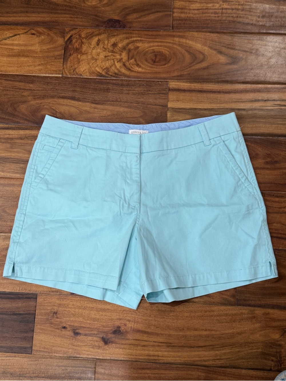 crown & ivy Light Aqua Cotton Chino Shorts